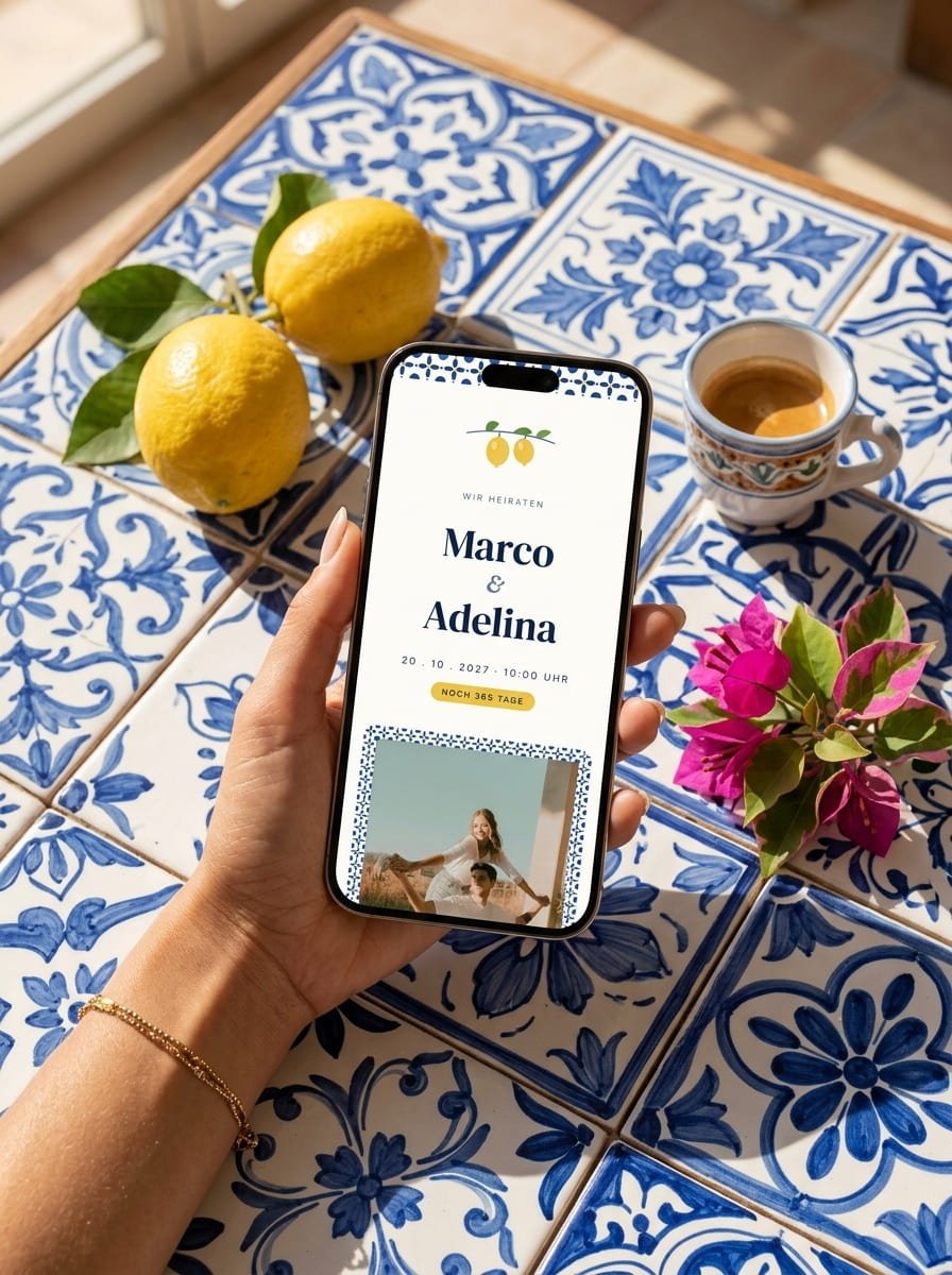 Vorschau der Hochzeitswebsite-Vorlage Amalfi