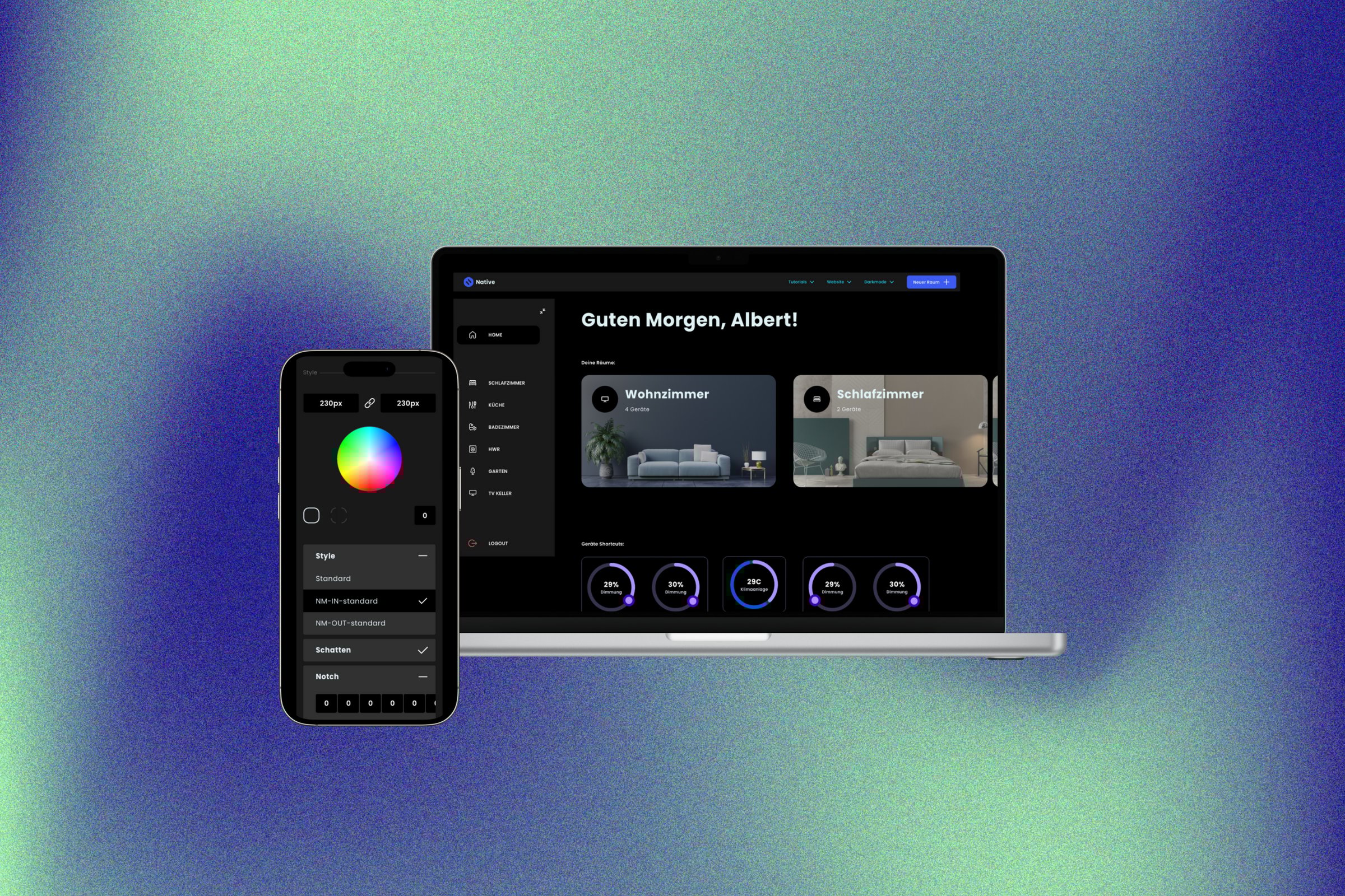 FhemNative Banner und Dashboard der Funktionen