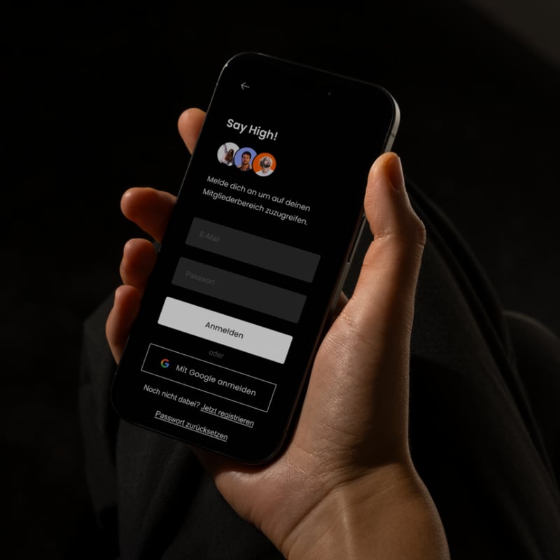 Login Bildschirm auf einem Smartphone